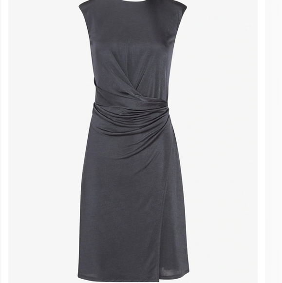 Express Satin Cap Sleeve Side Ruched Dress NWT - Picture 4 of 6